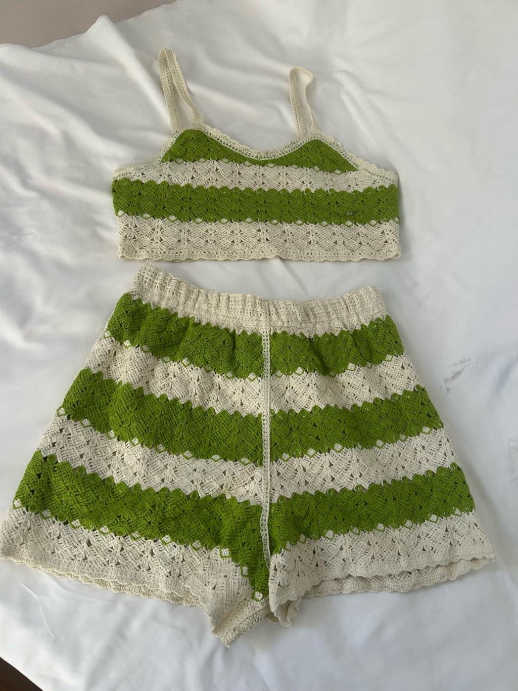 Rebellion Green & Cream Crochet Set